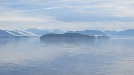 Fog around islands in Alaska