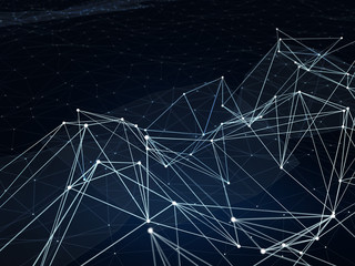 Futuristic hight technology background. Virtual 3D illustration as global network concept.