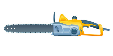 Fototapeta premium Chain electric saw on white background. Vector illustration