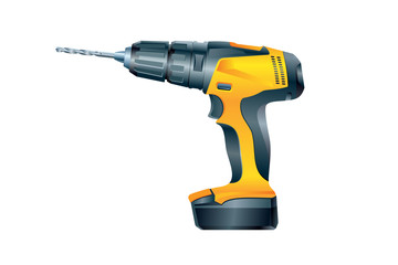 Electric screwdriver on white background. Vector illustration