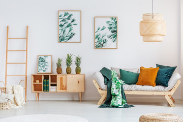 Living room with rustic cupboard