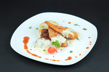 Baked fish. Elegant serving.