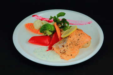 Baked fish. Elegant serving.