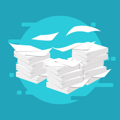 Documents. Stack, pile of paper. Paperwork and routine. Vector illustration - 169932028