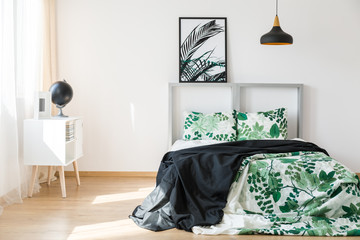 White and green bedding
