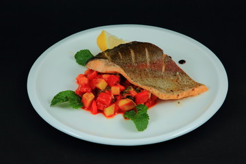Baked fish. Elegant serving.