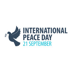 Obraz premium International Peace Day logo or emblem. 21 September. Vector illustration.