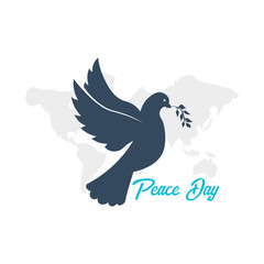 International Peace Day logo or emblem. 21 September. Vector illustration.