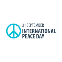 International Peace Day logo or emblem. 21 September. Vector illustration.