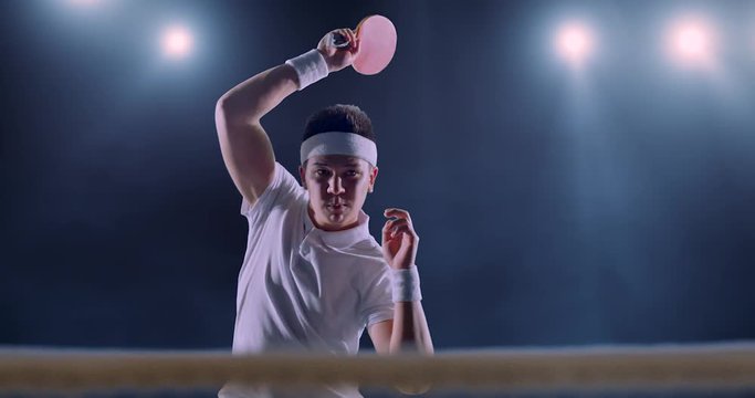 Table tennis professional player in action