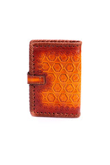 One purse, genuine leather with embossing ,black brown colors,Fashionable men's accessory To store money on a white background