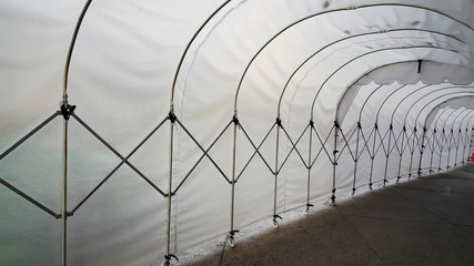 tunnel, frame made of white plastic arcs abstract image