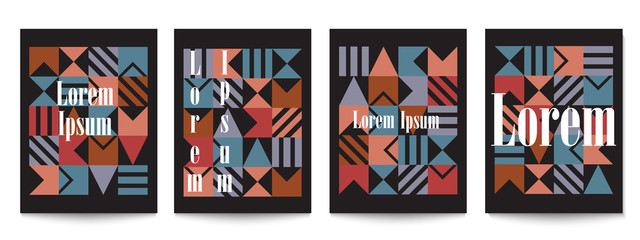 Set of black cover brochures in retro style