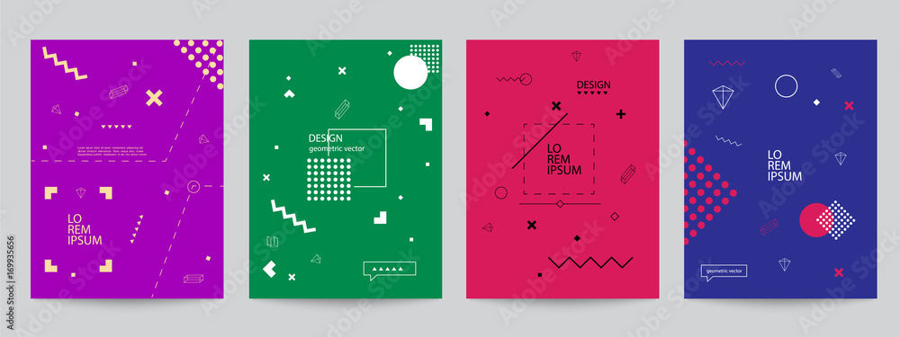 Canvas Prints set of colored covers with minimal design and geometric forms