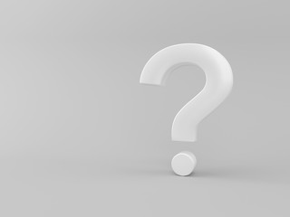 Question sign on gray background, 3D render