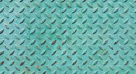 Texture of old green metal diamond plate