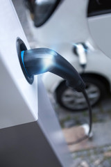 electrical car charging on a charging pillar