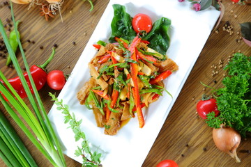 Appetizing salad. Top view.