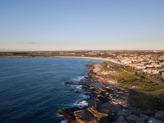 A view of Maroubra beach and the rock cliff.