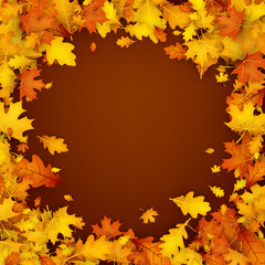 Naklejka na ściany i meble Autumn background with orange leaves.
