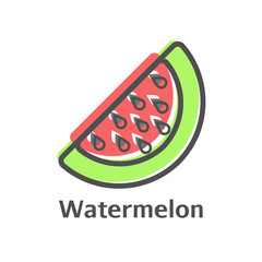 Watermelon color thin line vector icon. Isolated melon berry linear style for menu, label, logo. Simple vegetarian food sign.
