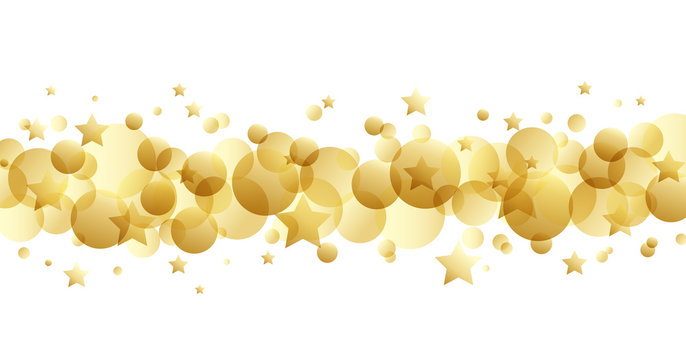 Banner with gold bokeh lights and stars