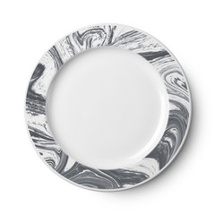 Simple white marble circular plate with clipping path