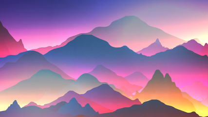 Abstract Neon Mountain Background - Vector Illustration.
