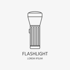 Hunting equipment and gear for camping. Vector icon flashlight.