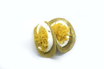 Thai Crispy Pancakes on white backgound.