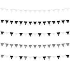 Monochrome black and white bunting festive decorations flags vector set