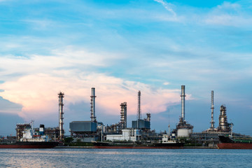 Industrial view at oil refinery plant form industry zone