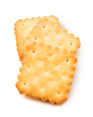 Dry crackers and cream cheese isolate on white with shadow with clipping path