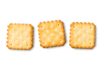 Dry crackers and cream cheese isolate on white with shadow