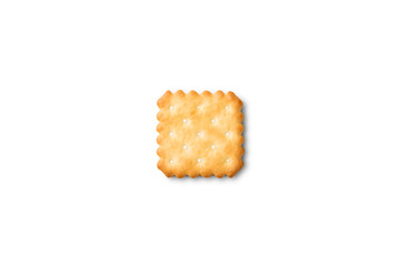 Dry crackers and cream cheese isolate on white with shadow