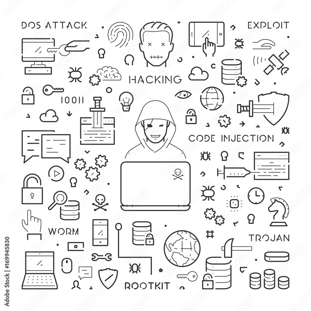 Poster vector line hacker concept for web