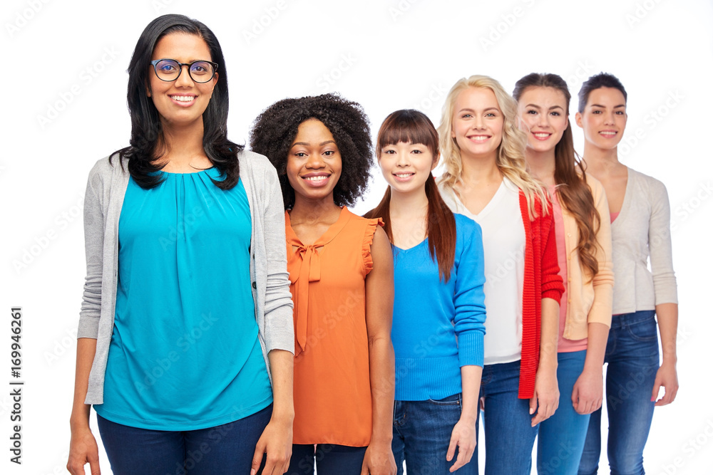 Wall mural international group of happy smiling women