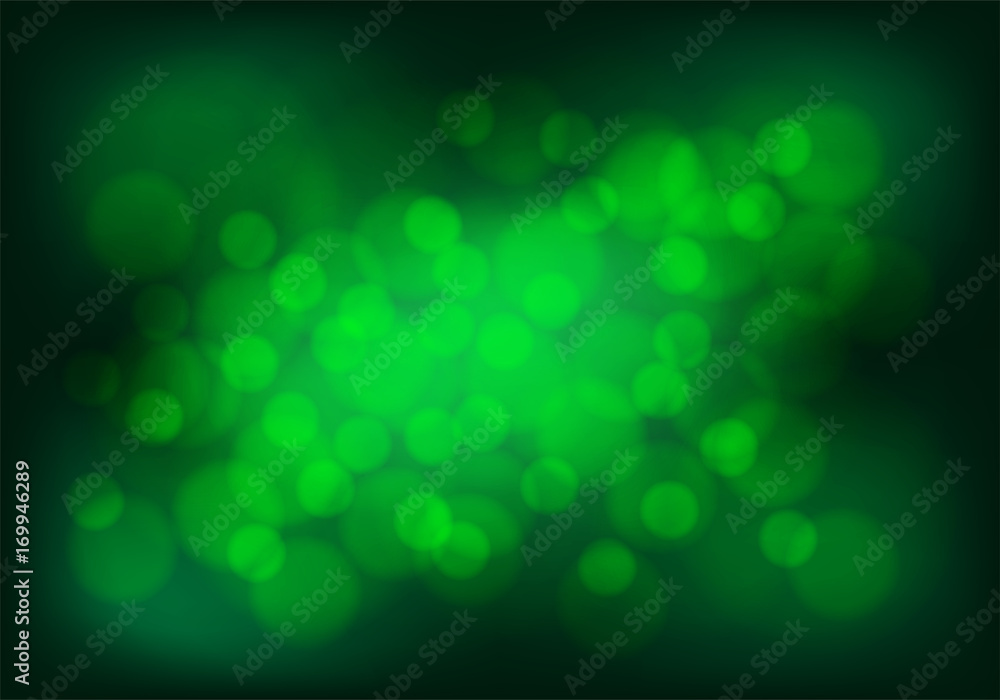 Poster abstract green bokeh light background vector illustration.