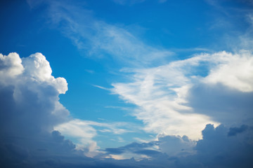 Blue sky with white clouds.