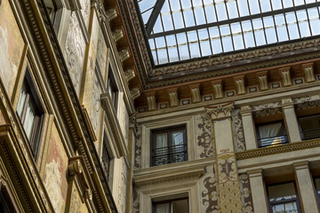 Ornately painted and decorated facades of the Galleria Sciarra,