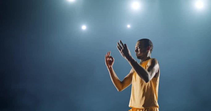 Basketball player enjoys victory