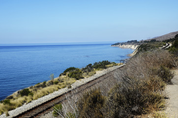Californian coast and railway landscape, USA