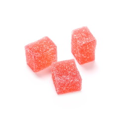 Red jelly sugar candies isolated on white background 