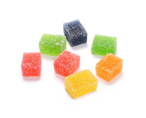 Jelly sugar candies isolated on white background 