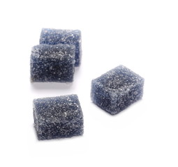 Blue jelly sugar candies isolated on white background 