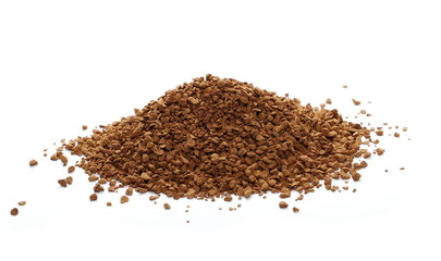 Pile of instant coffee grains isolated on white background