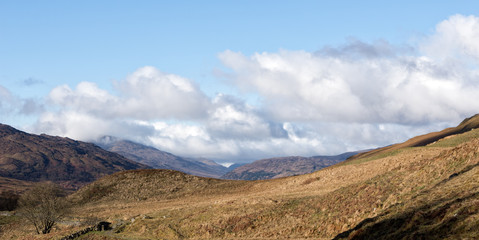 Fototapeta na wymiar The mountain scenery along the West Highland Way Scotlands oldest long distance walking trail