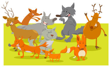wild forest animal characters cartoon