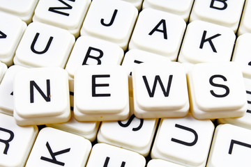 News text alphabet word by letters. Letter blocks crossword 