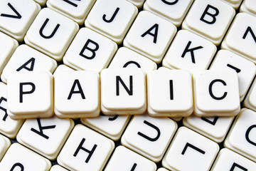 Panic text alphabet word by letters. Letter blocks crossword 